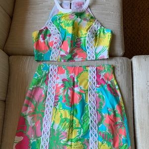 Lilly Pulitzer Vanna Crop Set Big Flirt size 4
